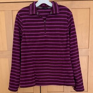 LANDS’ END Striped 1/2 zip fleece